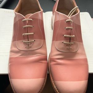 Angela Scott striped pink shoes